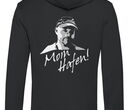 Odo-Hoodie mit Lederpatch, Rückseite "Moin Hafen", schwarz