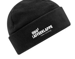 Fleece-Beanie mit Druck (Schriftzug), schwarz