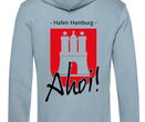 Odo-Hoodie mit Lederpatch, Rückseite "AHOI", hellblau