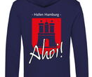 Odo-Hoodie mit Lederpatch, Rückseite "AHOI", navy