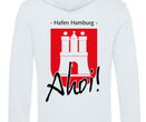 Odo-Hoodie mit Lederpatch, Rückseite "AHOI", weiß